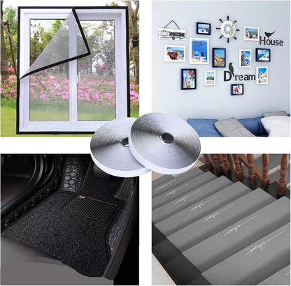 2 Inch x33 Feet Adhesive Hook and Loop Tape,Nylon Heavy Duty Tape Fasteners,Black Double Sided Self Adhesive Interlocking Tape Can Be Used to Fix Screen Window Sofa Cushions Carpet Wall Hanging