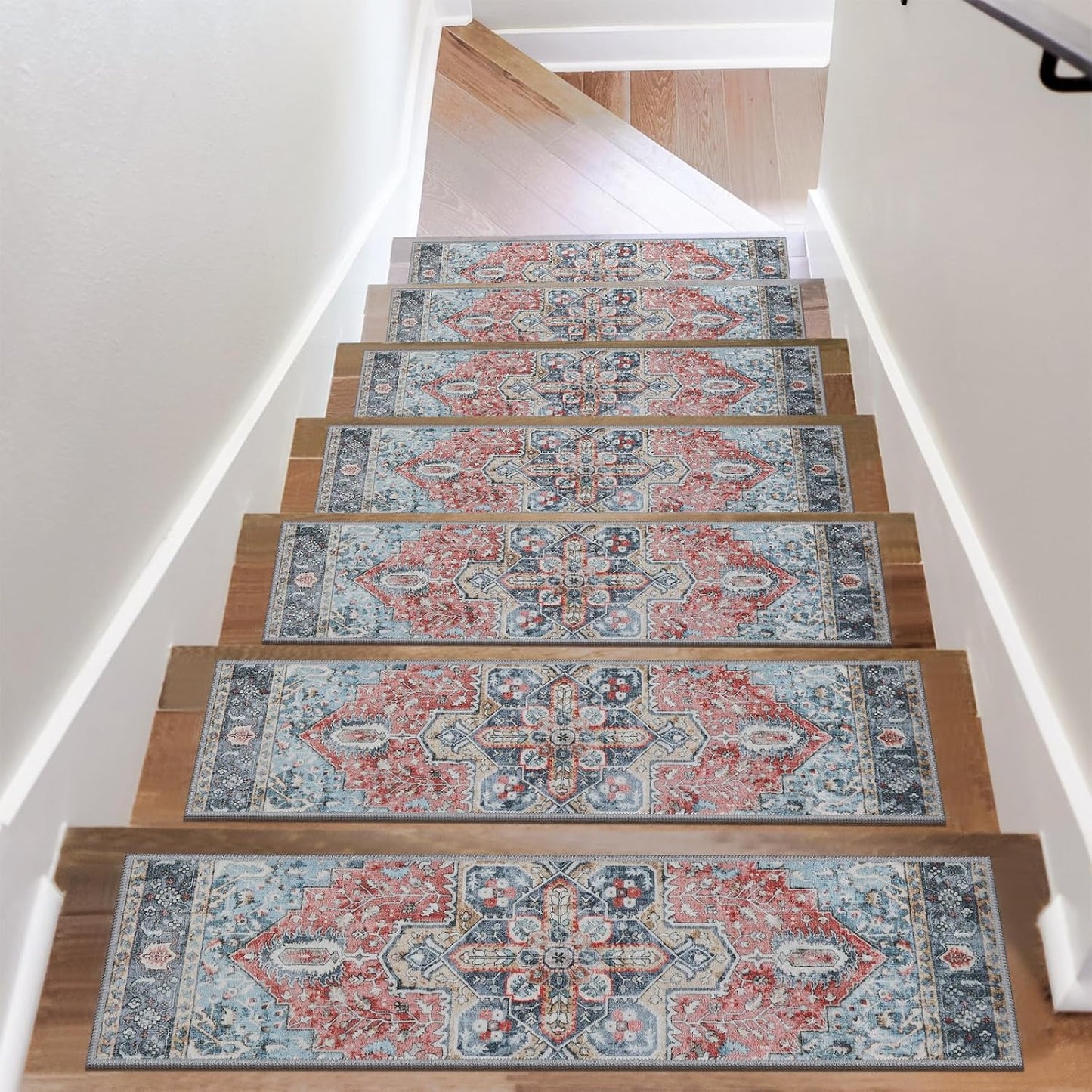 OJIA Stair Treads Non Slip for Wooden Steps Indoor 15PCS Carpet Stair Treads, Rubber Backing Stair Carpet Treads, Residue Free 8"x30" Staircase Step Treads Edging Stair Rugs for Kids & Pets, Gray