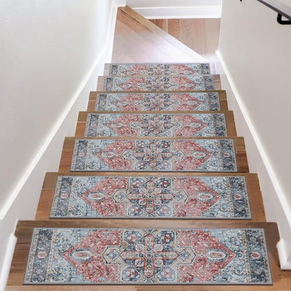 OJIA Stair Treads Non Slip for Wooden Steps Indoor 15PCS Carpet Stair Treads, Rubber Backing Stair Carpet Treads, Residue Free 8"x30" Staircase Step Treads Edging Stair Rugs for Kids & Pets, Gray