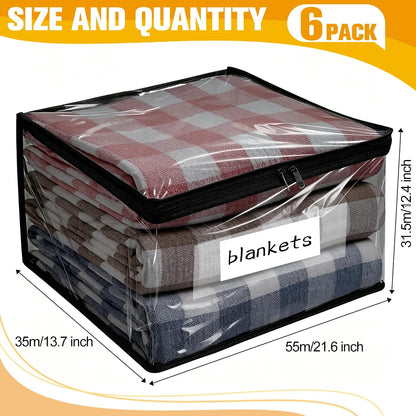 Plastic Storage Bags with Easy-Glide Zipper, Pack of 8, Durable Clear Vinyl Zippered Storage Bags for Clothes Sweaters Comforters Blankets Sheets Bedding (15.7 x 13.8 x 3.9 Inch, White)