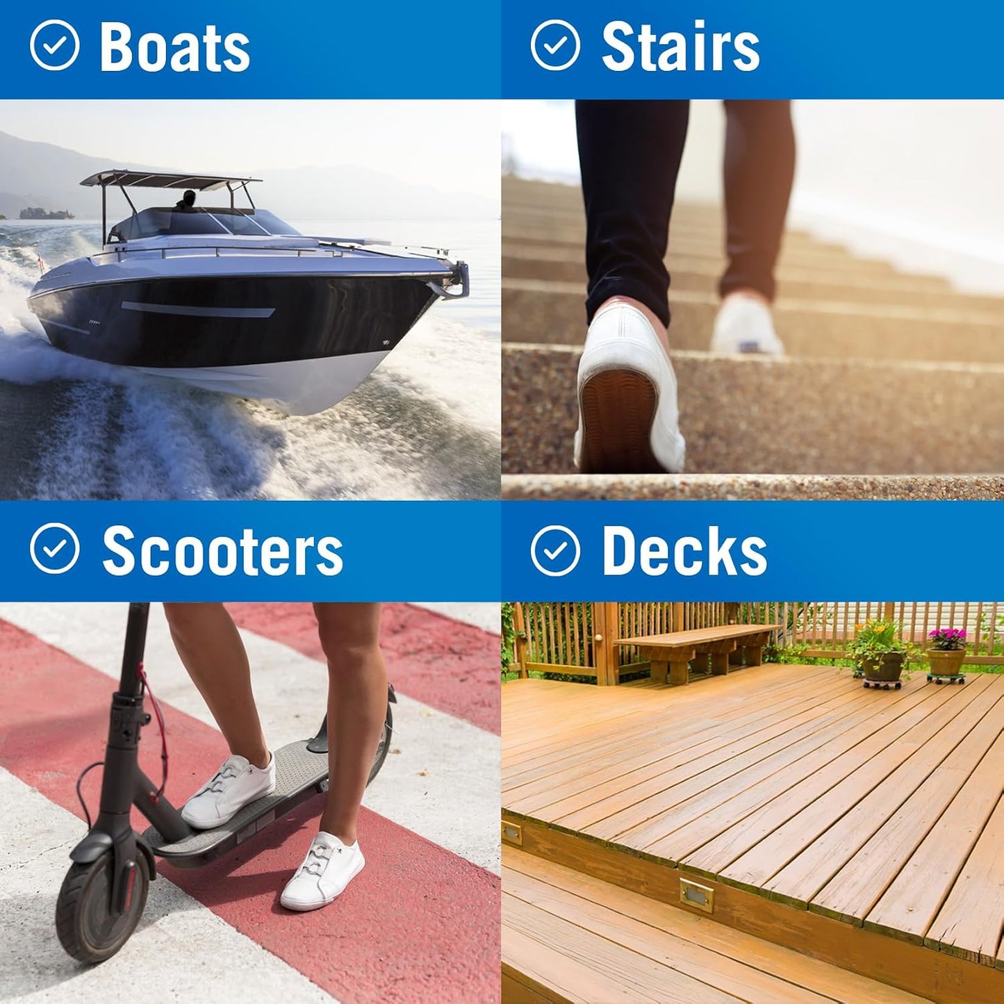 Better Boat Anti Slip Tape for Outdoor Stair Treads, Non-Skid Grip for Stairs and Steps, 4" x 40ft Roll, Clear Waterproof Traction, Weather-Resistant Friction Floor Tread for Dogs and Steps