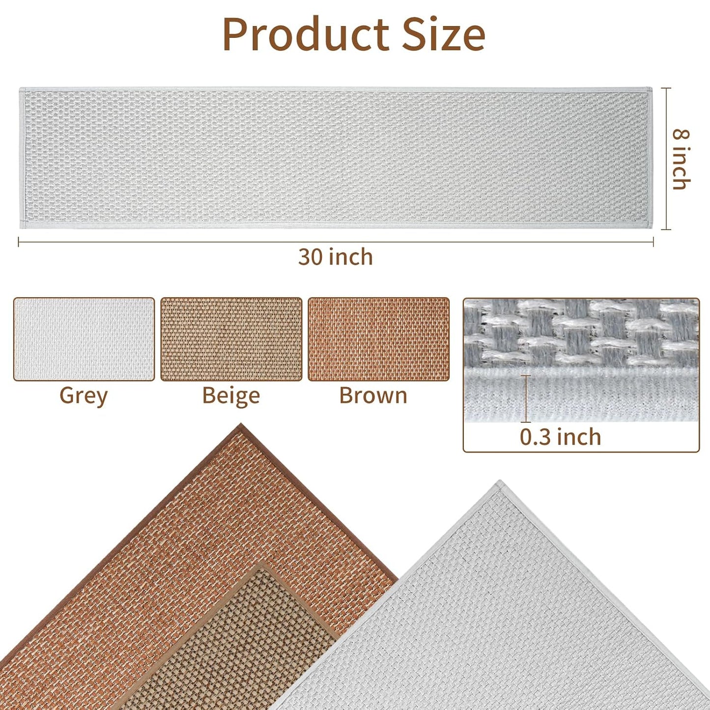 Carpet Stairs Runner for Wood Stairs, 30"x 30",Reusable Washable Self-Stick Stair Treads, for Indoor Steps, Non Slip for Kids Elders and Pets Stair Mats Residue Free, Beige 1-Pack