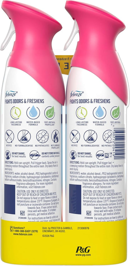 Febreze Air Mist, Air Freshener Spray, Odor Fighting Room Spray, Deodorizer for Home Bathroom Kitchen Office Apartment Dorm Room Classroom, Linen & Sky Scent, 8.1oz (Pack of 2)