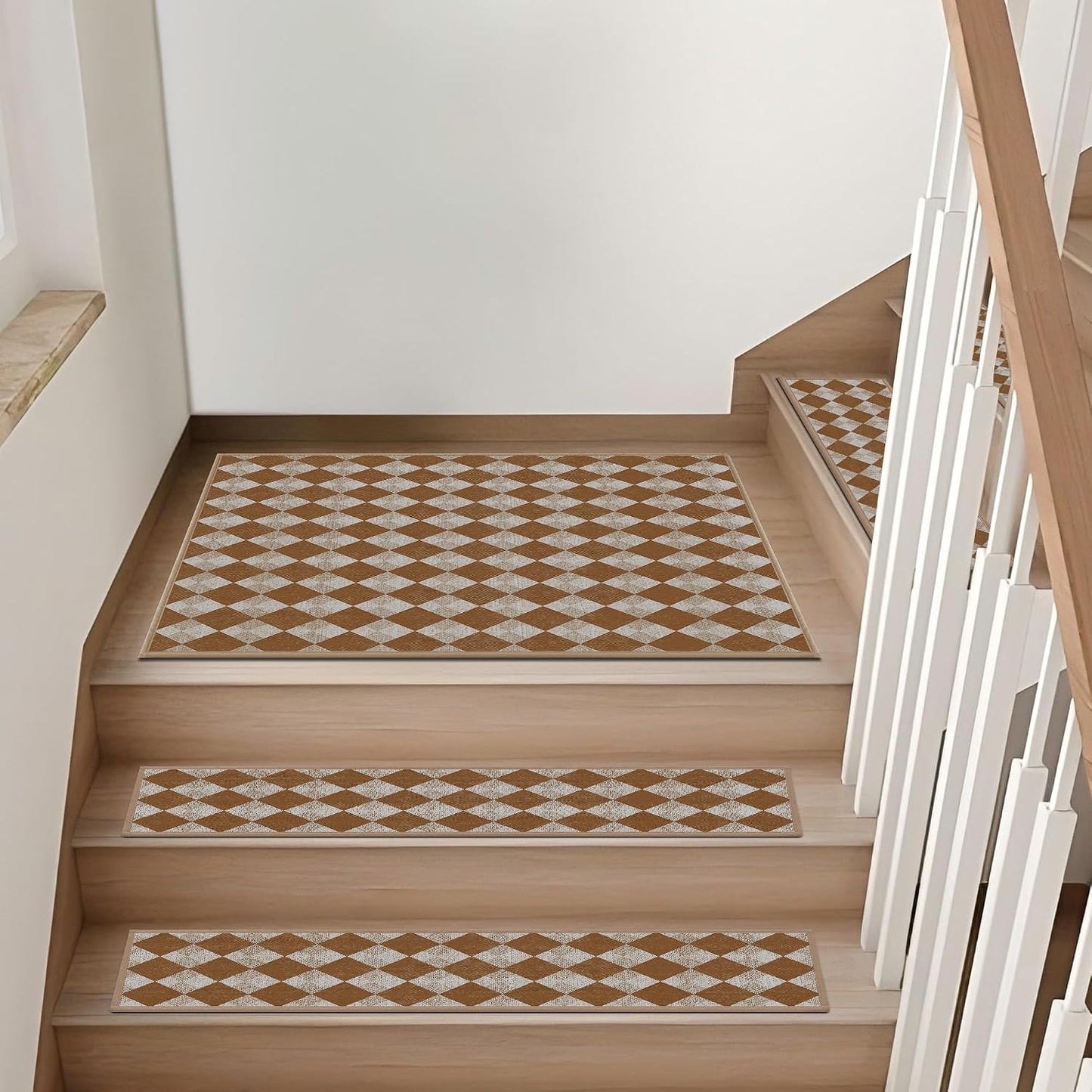 Non-Slip Carpet Stair Treads 15PCS, 8"x30" Peel and Stick Stair Runner for Wooden Steps Indoor, Washable Reusable Adhesive Backing, Pet-Friendly Safety Mats for Kids, Elders, Dogs