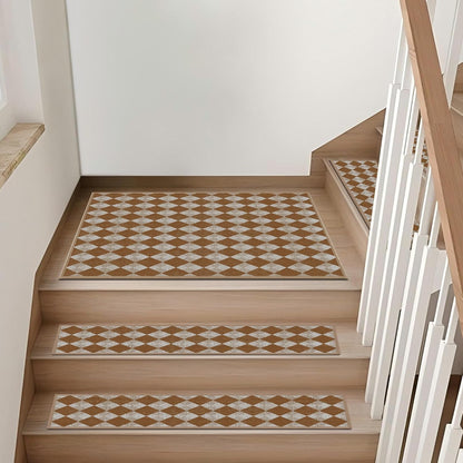 Non-Slip Carpet Stair Treads 15PCS, 8"x30" Peel and Stick Stair Runner for Wooden Steps Indoor, Washable Reusable Adhesive Backing, Pet-Friendly Safety Mats for Kids, Elders, Dogs