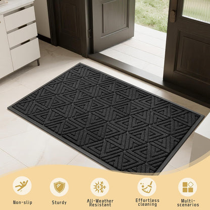Yimobra Front Door Mat Outside Entrance 29.5x17, Waterproof Heavy Duty Outdoor Mats for Front Door, Non Slip Rubber Entry Mat for Garage Patio Indoor, Grey