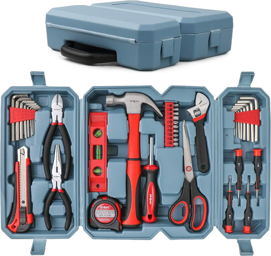 Hi-Spec 57pc Home Garage DIY Tool Kit Set. Complete Beginner Handyman and Home Mechanics Tool Box Set for Auto, Car, Bike and Household Repairs