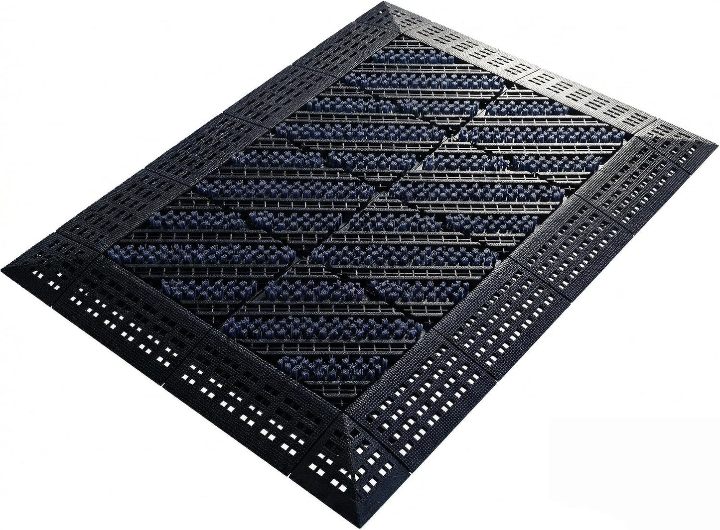 Heavy Duty Outdoor Boot Scraper Mat, 29.5" x 17.5" | Mud & Snow Doormat with Stiff Nylon Bristles, Modular Interlocking Shoe Cleaner for Garden 1.37" Thick