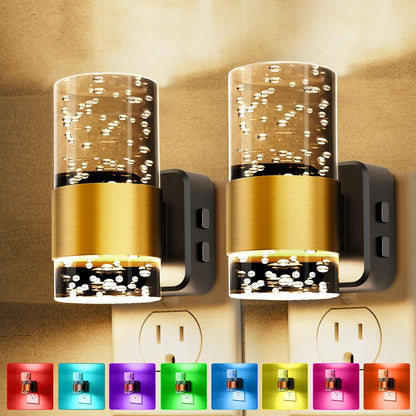 L LOHAS LED Night Light,Dimmable Night Lights Plug into Wall, 2 Pack Acrylic Nightlight with 0-100 LM Adjustable Brightness, 3000K Plug in Night Light with Dusk to Dawn Sensor, for Bathroom Hallway