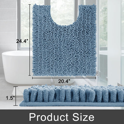 Yimobra Bathroom Rugs Non Slip Washable - Ultra Soft Absorbent Chenille Bath Mat, Quick Dry Shaggy Floor Carpet for Tub Shower, Gray Home Decor Accessories, 24x17 Inch