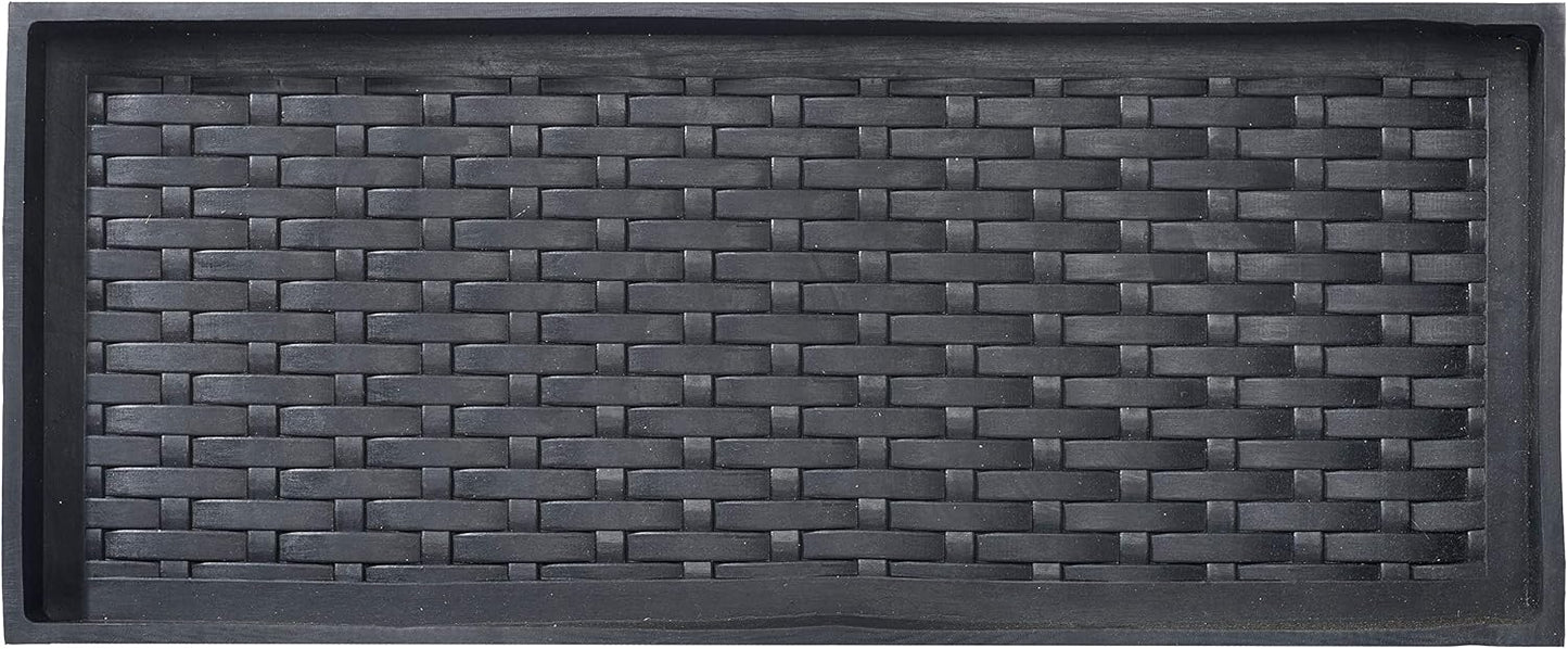 HF by LT Jumbo Basketweave Deluxe Rubber Boot Tray, 34 x 14 inches, Heavy Duty Vulcanized Rubber Design, One-Piece Seamless Construction, Year Round Use Indoors or Outdoors, Black
