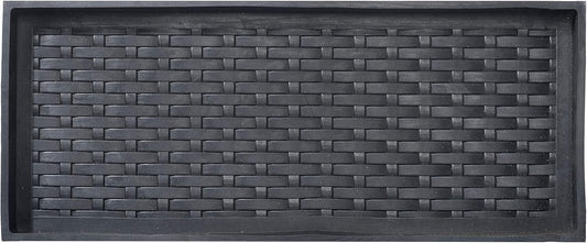 HF by LT Jumbo Basketweave Deluxe Rubber Boot Tray, 34 x 14 inches, Heavy Duty Vulcanized Rubber Design, One-Piece Seamless Construction, Year Round Use Indoors or Outdoors, Black