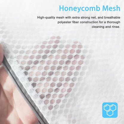 PrettyCare 3 Large (16x19inch) Mesh Laundry Bags for Delicates, Durable Honeycomb Wash Bags with Premium Zippers - Laundry Essentials Mesh Bags for Lingerie, Bras, Socks, Sweater, Travel & Organizing