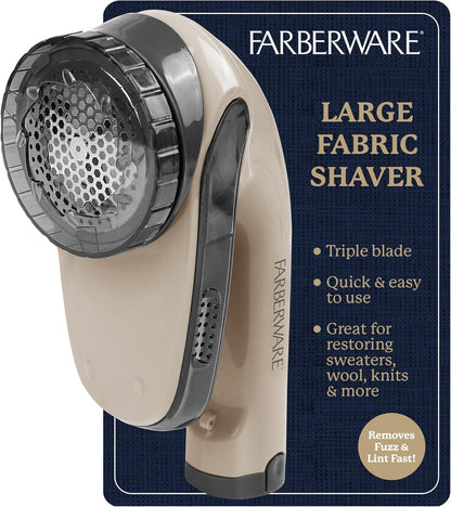 Farberware Fabric Shaver & Lint Remover for Clothes – Battery Operated Lint Shaver with Triple Blades, Sweater Shaver to Remove Pilling for Clothing, Couch, Furniture, Fuzz, Lint Balls