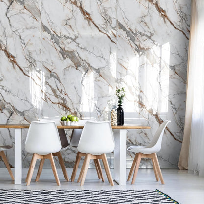 Marble Peel and Stick Waterproof Wall Paneling, 118" x 47" Carrara White Matte Finish Self-Adhesive Backsplash Tile Vinyl Wall Panel for Kitchen Bathroom Wall Decor, Covers 38.75 Sq. Ft.