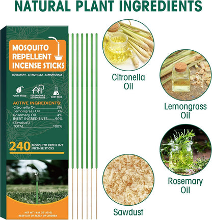 90 pcs Mosquito Repellent Outdoor Patio Sticks, Citronella Repellent Incense Sticks, Natural Essential Oil Incense, Repel Mosquito for Indoor, Patio, Camping, Fishing