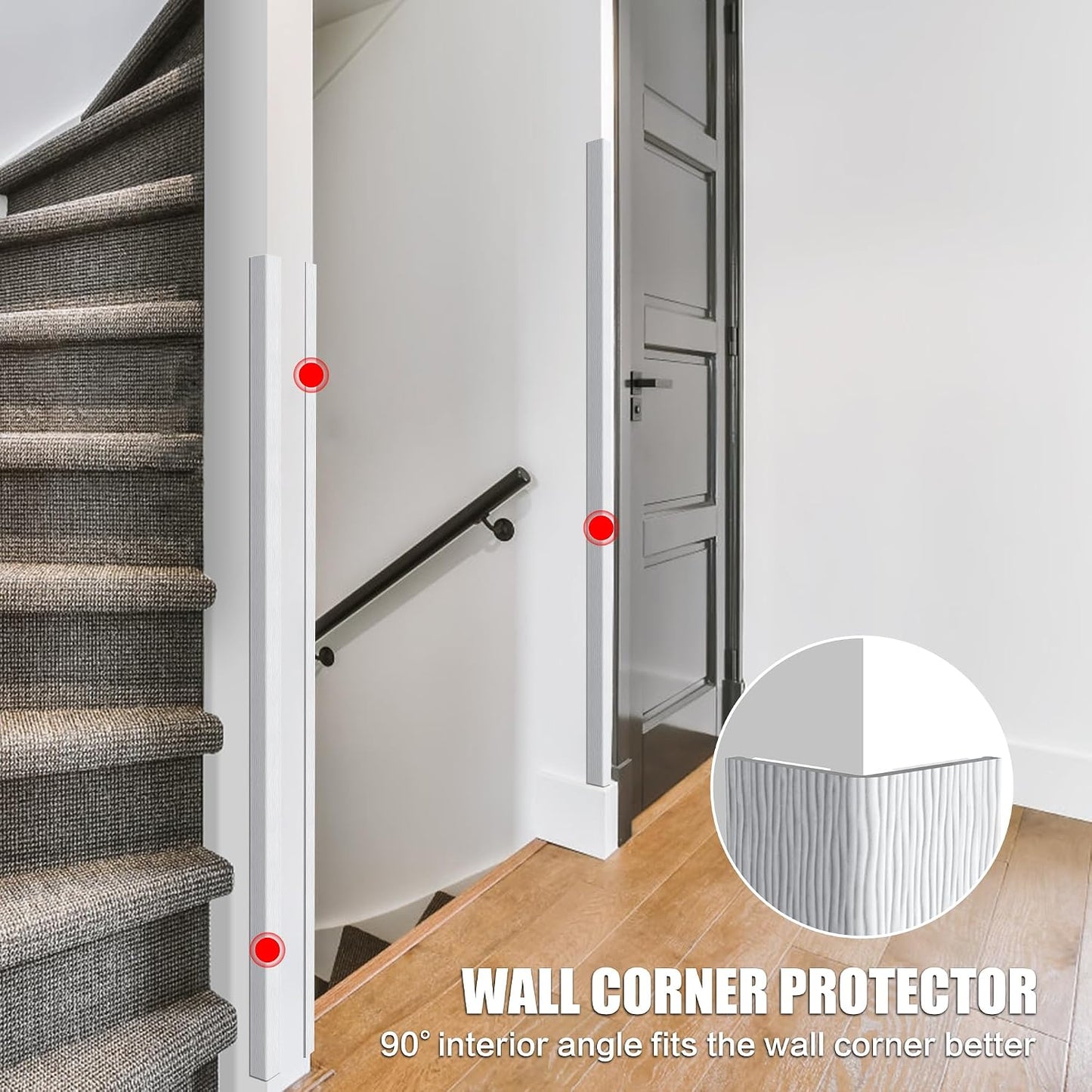 Wall Corner Protector, Walls Edge Protector，Self-Adhesive Wall Corner Guards,PVC Double Side Edge Protector， Furniture Stairs Guard (Gray 2PCS 90cm/35.4in)