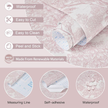Safiyya Peel and Stick Wallpaper Beige Forest Contact Paper 17.3" x 118" Vintage Tree Wall Paper Renter Friendly Self Adhesive Removable Wallpaper for Bathroom Vinyl Off-White