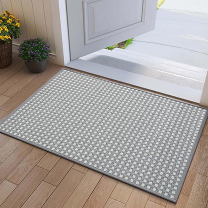 Front Door Mat 17''x30'', Absorbent Dirt Resist Washable Non Slip Low-Profile Indoor Doormat, Easy Clean Welcome Entryway Door Mats, Brown