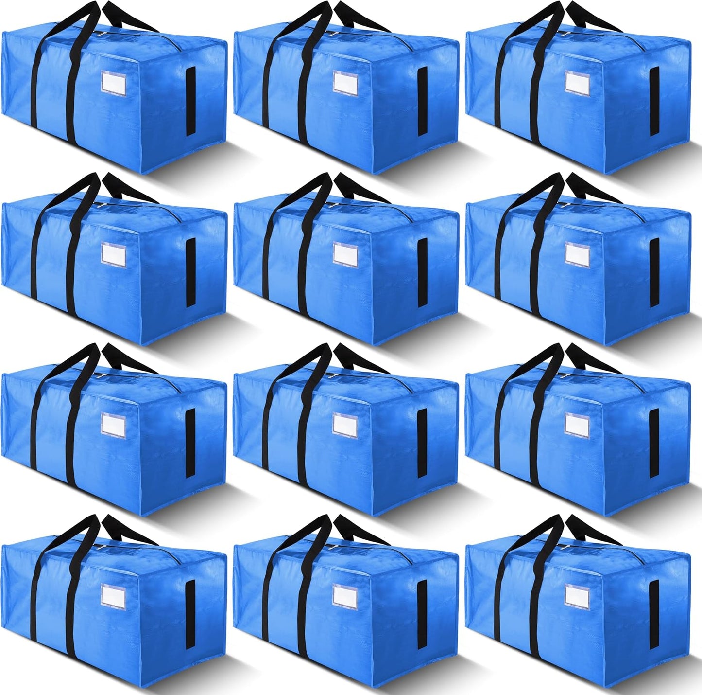 HOMESURE Supports 200lbs Heavy Duty Moving Bags - Strong Zipper & Wrap-Around Handles - Water-Resistant Storage Totes, Durable Alternative to Moving Boxes - 8 Pack - Semi-Transparent