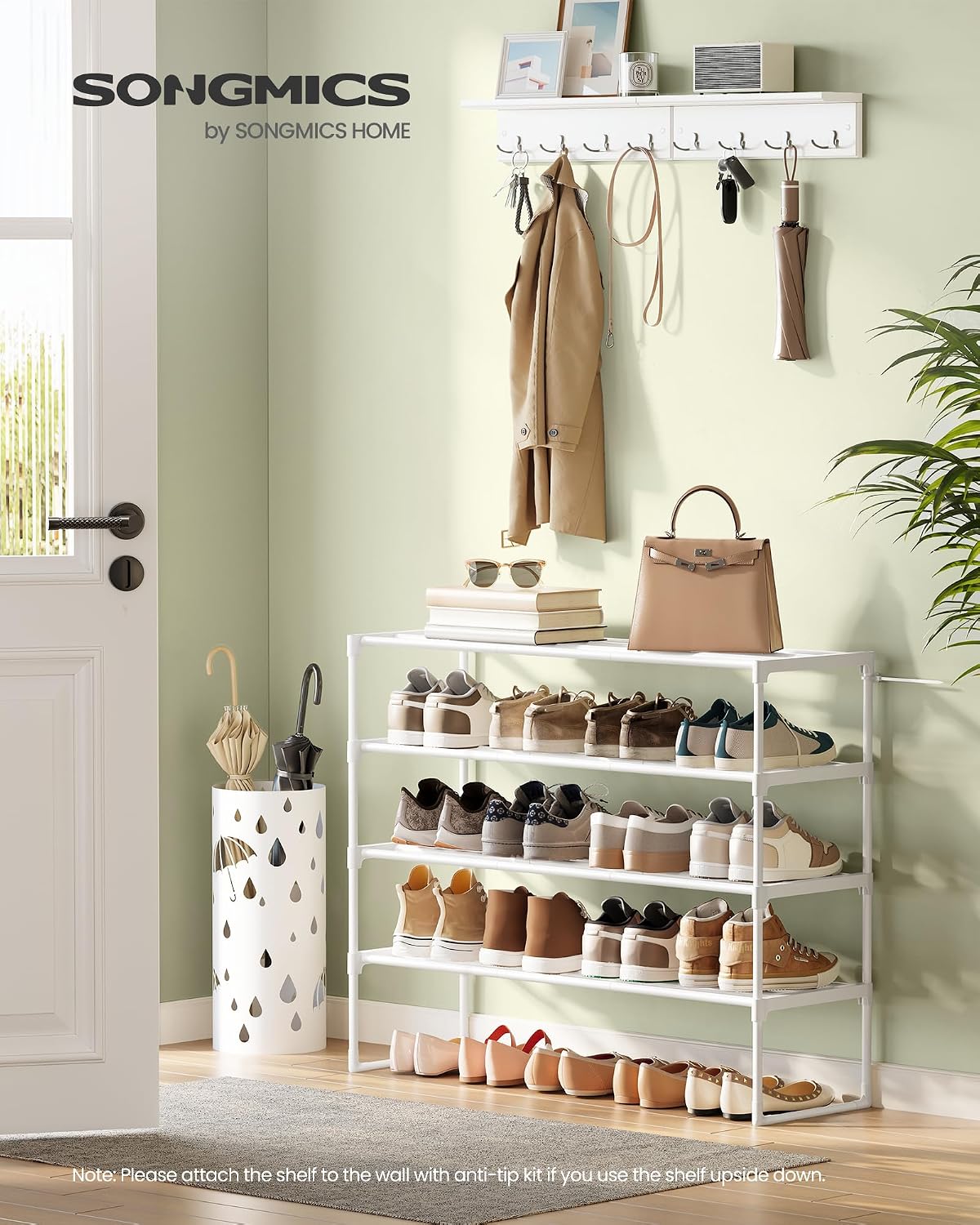 SONGMICS Shoe Rack, 6-Tier Shoe Organizer, Metal Storage Shelf, Upright or Upside Down, for 24-30 Pairs, Stackable, for Entryway, 11.8 x 36.2 x 42.7 Inches, Black ULSA306BH01