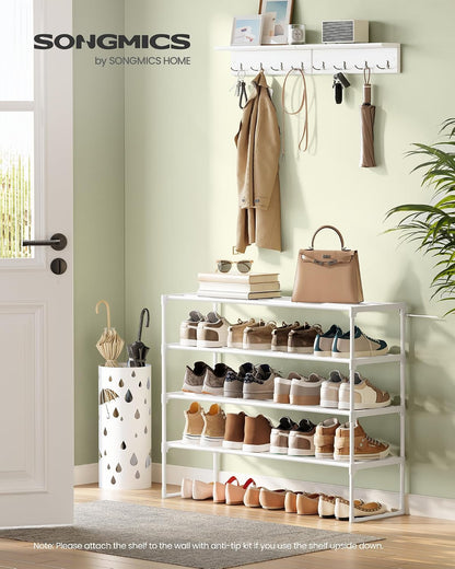 SONGMICS Shoe Rack, 6-Tier Shoe Organizer, Metal Storage Shelf, Upright or Upside Down, for 24-30 Pairs, Stackable, for Entryway, 11.8 x 36.2 x 42.7 Inches, Black ULSA306BH01