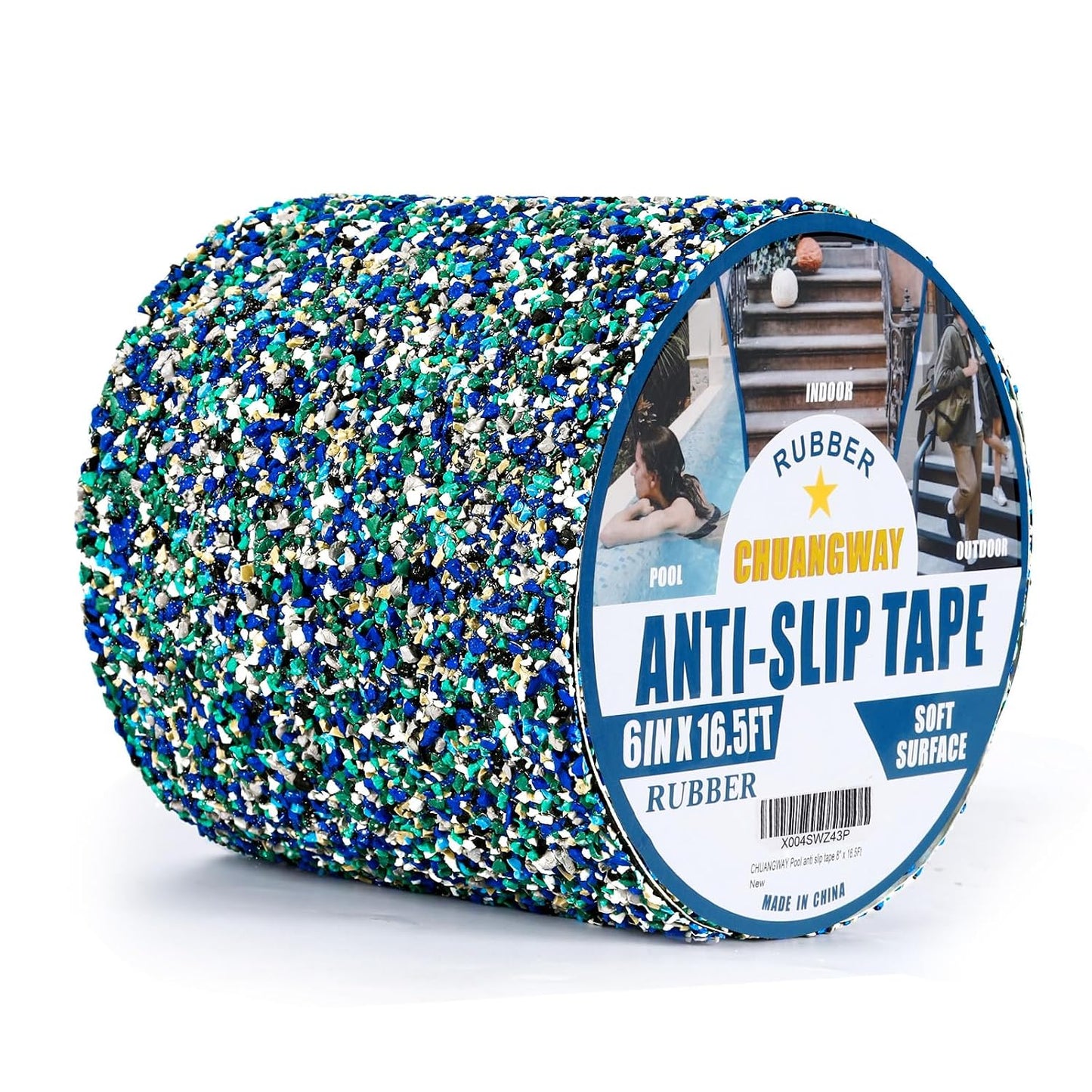 Pool Rubber Grip Tape, Anti Slip Tape 4Inch x 16.5Ft,Waterproof,Soft Satety Non-Slip Tape for Pool Stair Tread Traction,Tub,Boats,Trail,Outdoor and Indoor Use (4inch x 16.5feet)