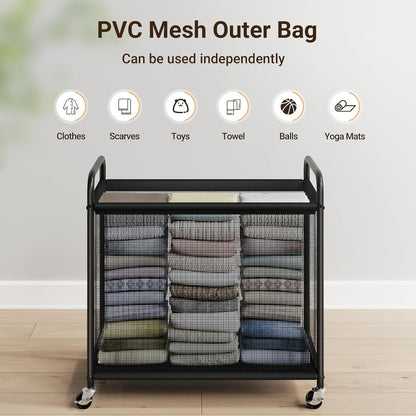 ELYKEN Laundry Hamper 3 Section, 120L Rolling Laundry Sorter with Removable Liner Bag, Laundry Basket with Wheels, Steel Frame with Metal Handle, Clothes Hamper Cart for Laundry Room & Bedroom
