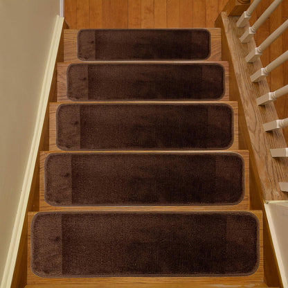 Comfy Collection Stair Tread Treads Indoor Skid Slip Resistant Carpet Stair Tread Treads Machine Washable 8 ½ inch x 30 inch (1 Piece, Beige)