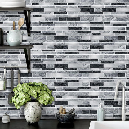 36 Sheets of Self Adhesive Marble Tile Wall Tiles Vinyl Sticker | 9.68 x 4.72in Water Resistant, Easy to Stick and Peel off, Suitable for DIY Decoration on Ceilings and Walls (Black)