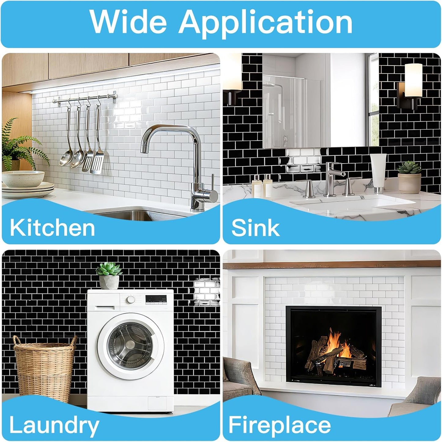 Art3d Peel and Stick Backsplash for Kitchen White Subway (10 Tiles, Thicker Design)