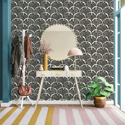 Tempaper x Novogratz Waverly Blue Feather Palm Removable Peel and Stick Wallpaper, 20.5 in X 16.5 ft, Made in The USA
