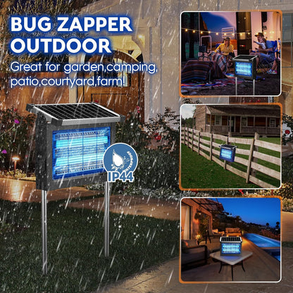 Solar Bug Zapper Outdoor, PhatroyYee Mosquito Zapper 4500V, Waterproof Portable Fly Zapper, Rechargeable Electric Mosquito Killer, Cordless Fly Insect Mosquitos Trap for Patio Yard Home Garden Camping