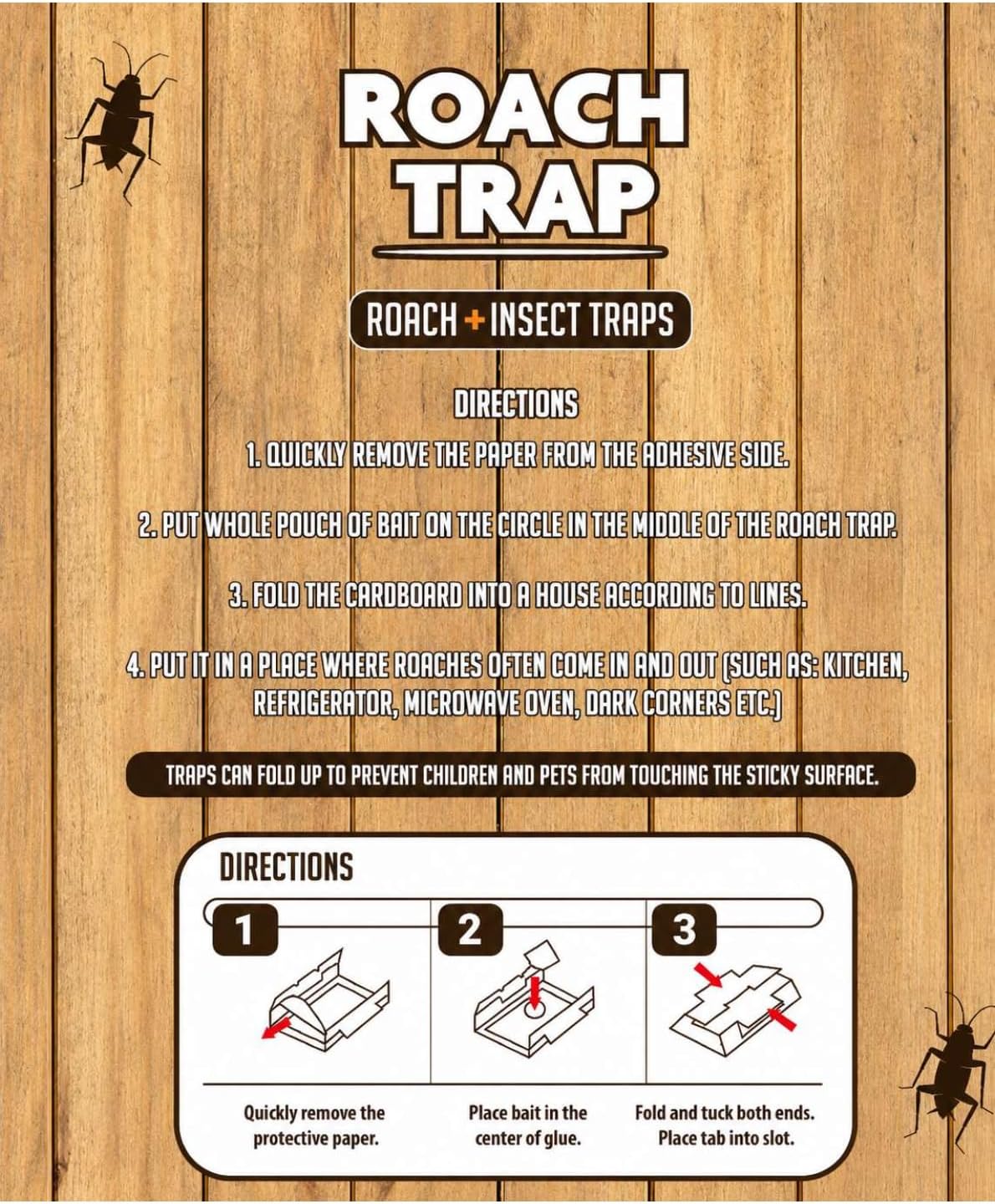Roach Traps Indoor Sticky (18 Pack) - Glue Traps for Roaches Bug Traps with Roach Bait Traps - Long Lasting Non-Toxic Children and Pet Friendly - Trap a Pest