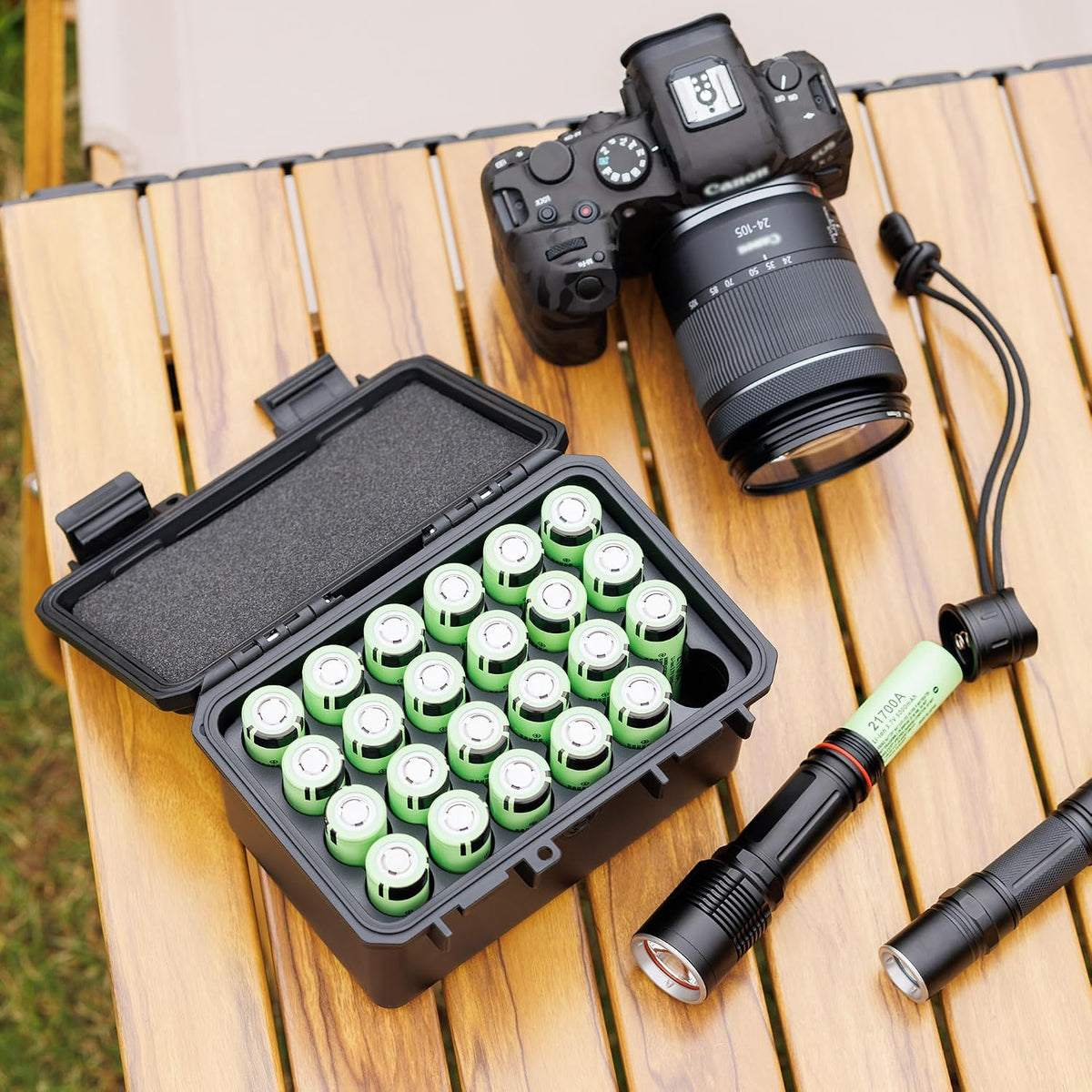 JJC 44 Slots AAA Triple A Battery Case Holder with Removable Battery Tester, Water-Resistant & Shockproof AAA Battery Storage Box Organizer