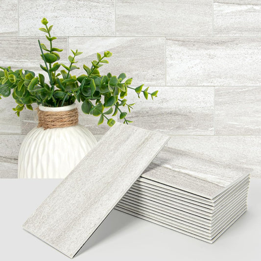 Art3d 102-Piece Peel and Stick Wall Tile for Kitchen Backsplash, Bathroom, Fireplace, 3in. × 6in. Stick on Subway Tile, Glossy White