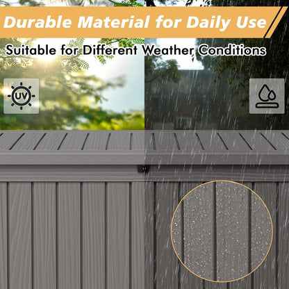 Fancyango 75 Gallon Outdoor Deck Box Waterproof, Large Storage Box for Patio, Resin Storage Bench Lockable for Garden Tools, Package Delivery, Black