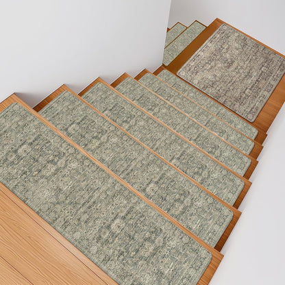 OJIA Extra Non-Slip Stair Treads for Wooden Steps 15PCS, 30"X8" Rubber Indoor Stair Runner Slip Resistant Stair Rugs Safety Mats for Dogs, Kids & Elders, Stairway Grip Step Treads, Gray