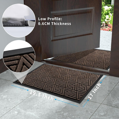 Yimobra Front Door Mat Outside Entrance 29.5x17, Waterproof Heavy Duty Outdoor Mats for Front Door, Non Slip Rubber Entry Mat for Garage Patio Indoor, Grey
