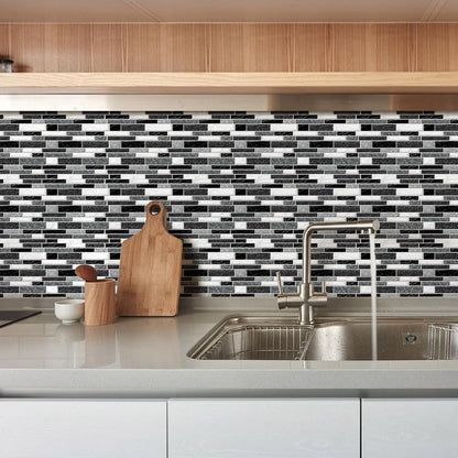 10 Sheets Peel and Stick Backsplash, Peel and Stick Tiles, Marble Look Wall Tiles Backsplash for Kitchen and Bathroom, Livingroom, 12”x12”,Blue&Grey