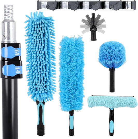 25 Foot High Reach Duster Kit for Cleaning (with 5-18ft Extension Pole)