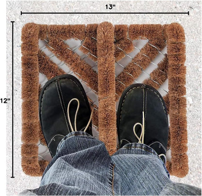 NINAMAR Natural Coir Boot Scraper Door Mat - 13 x 12 inch