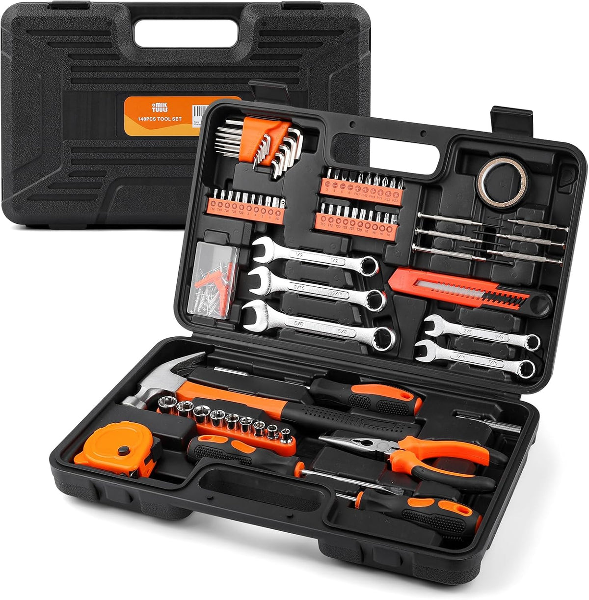 Tool Set 148PCS, Automotive and Household Tool Kit, Basic Tool Box for Men, Pefect for Car Enthusiasts and DIY Home Repairs