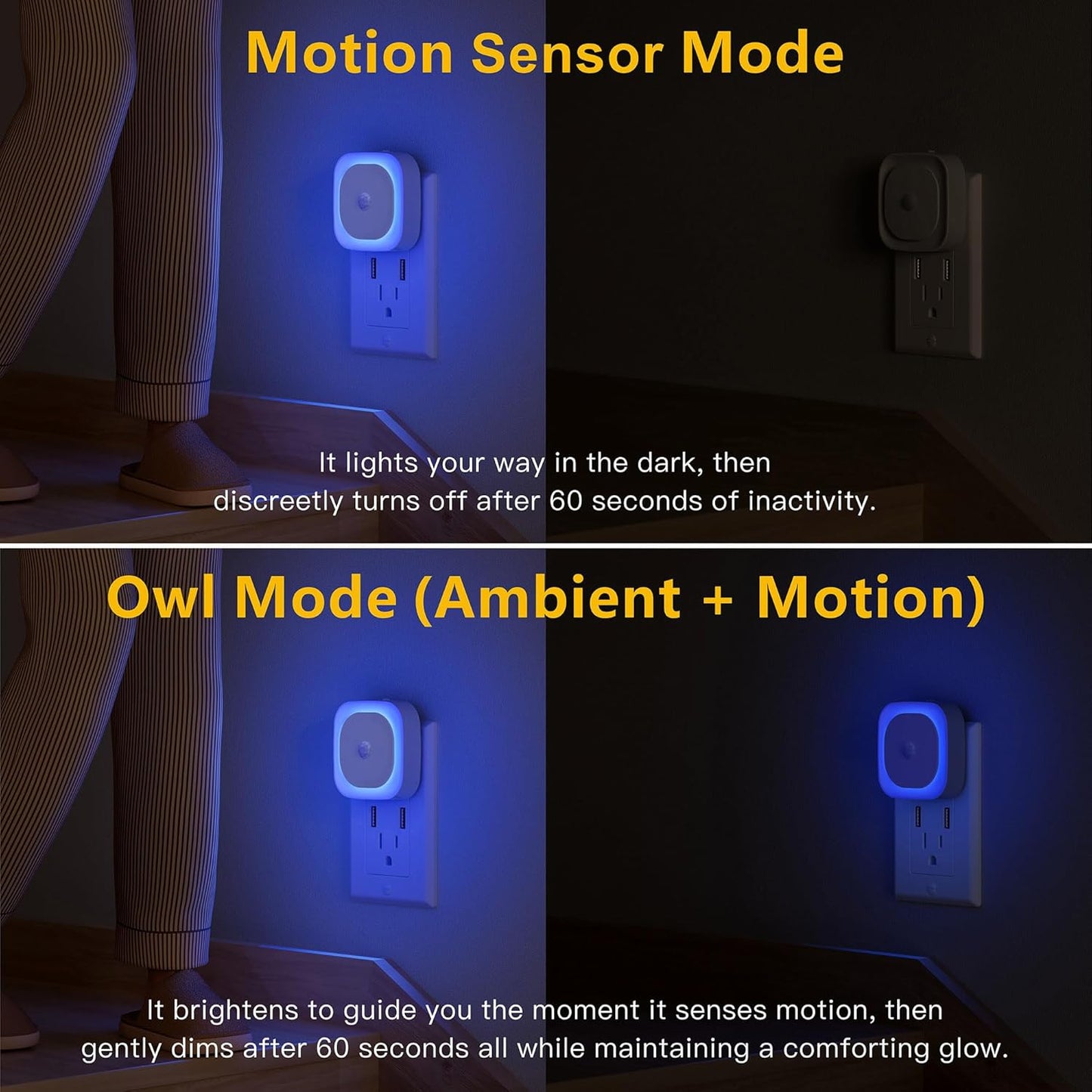 YUNLEX 2 Pack Plug in Red Sleep Night Light with Motion Sensor & Dusk to Dawn Sensor, Soft Glow, 0% Blue Light, Dimmable, Auto On/Off, LED Lights for Bedroom, Kids, Bathroom, Hallway, as Mother Gifts