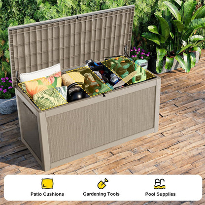320 Gallon Outdoor Storage Box,Large Waterproof UV Resistant Deck Box,Lockable Storage Container for Patio Furniture Cushions Garden Tools and Pool Accessories(Black)