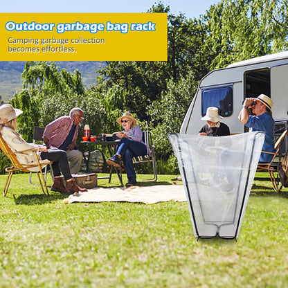 Garden Trash Bag Holder, Heavy Duty Metal Outdoor Leaf Bag Holder Stand Holds 30-45 Gallon Garbage Bags, Multi-Use Bag Holder Frame for Leaves Camping Yard Weeding Lawn Party (1)