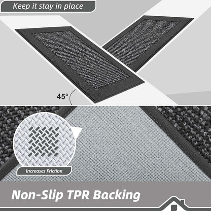 BEQHAUSE Indoor Door Mat 20" x 32", Dirt Trapper Door Mats Non-Slip Entryway Rugs Washable, Resist Dirt Absorbent Welcome Mat, Low Profile Floor Mats for Front Back Door and Entryway, Taupe