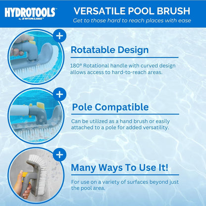 SWIMLINE HYDROTOOLS Pool Floor Wall Step Brush for Inground & Above Ground Pools | Handheld Scrubber Brush with Sure-Grip Handle & Bristles for Steps, Spas, & Tile Cleaning