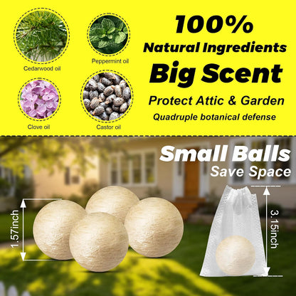 Mosquito Repellent Balls 12 PCS, Outdoor, Indoor, Travel Size | 30-Day Protection, Non-Toxic & Plant-Based | Safe for Kids, Pets | Patio, Camping, Yard Defense