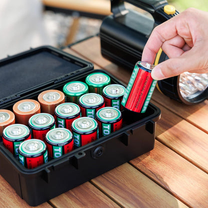 24 Slots CR2 CR123 CR123A Lithium Battery Organizer Case, IP67 Waterproof Hard Case for CR17345/CR16340/CR18350/CR15270(CR2) Explosionproof Batteries Storage Holder for Household Outdoor Camping